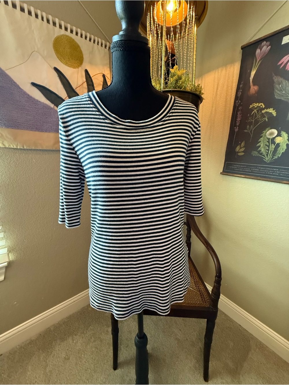 Banana Republic stretchy Striped Black & White Women’s Knit Top